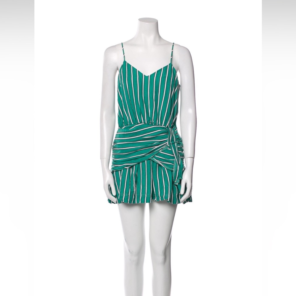 Derek Lam 10 Crosby Striped Green Spaghetti Strap Mini Dress (Size XXL | US 16)